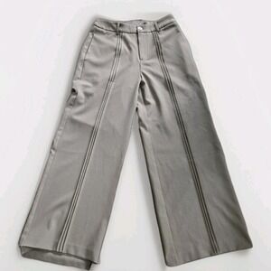 ANEWSTA Professional Tan Dress Pants - Wide Leg W/ Lines Sz Large X 28 Inseam**